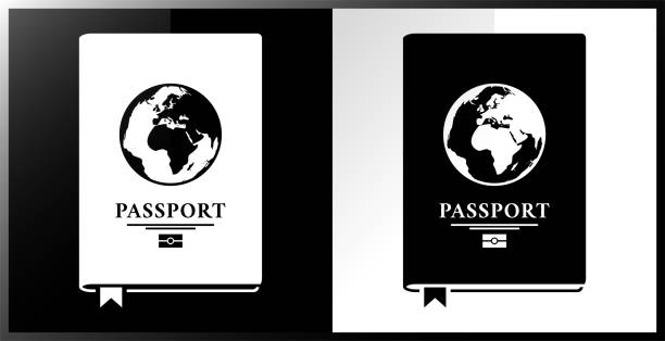 ilustraciones, imágenes clip art, dibujos animados e iconos de stock de icono de pasaporte. - passport computer graphic digitally generated image white background