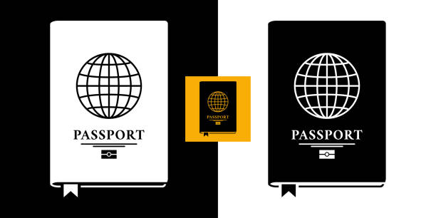 ilustraciones, imágenes clip art, dibujos animados e iconos de stock de icono de pasaporte. - passport computer graphic digitally generated image white background