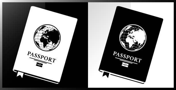 여권 아이콘입니다. - passport computer graphic digitally generated image white background stock illustrations