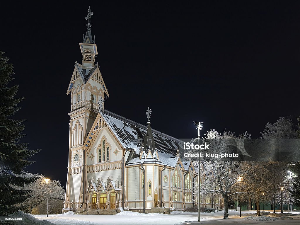 Kajaani Igreja no Inverno noite, Finlândia - Royalty-free Antigo Foto de stock