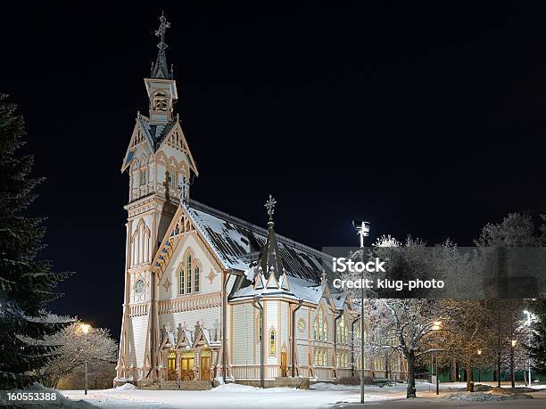 Kajaani Igreja No Inverno Noite Finlândia - Fotografias de stock e mais imagens de Antigo - Antigo, Ao Ar Livre, Arquitetura