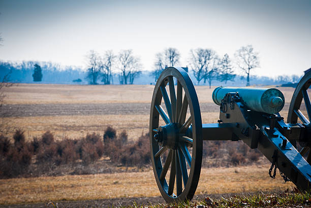 Afternoon at Gettysburg Landscape with Cannon stock photo