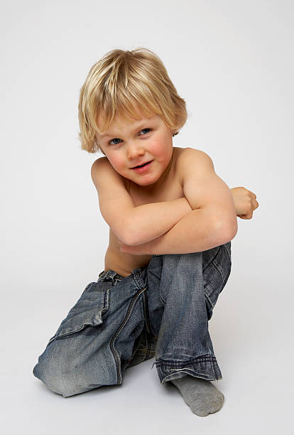 Portrait of blonde boy stock photo
