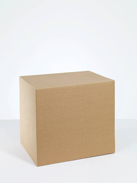 cardboard box carton container on white brown box stock pictures, royalty-free photos & images