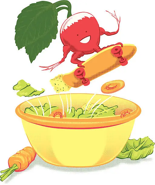 Vector illustration of Shreddin' Lettuce is Radish