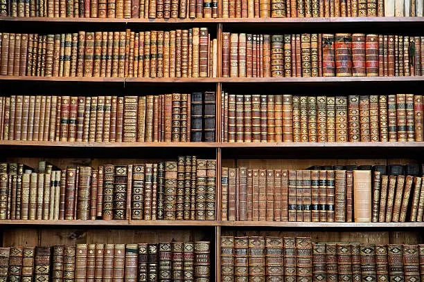 Old books in the Library of Stift Melk, Austria. All these books were created more than 200 years ago, no property release is required.