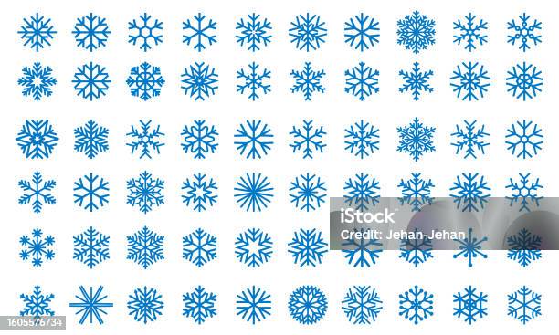 60 Snowflake Icons Set Vector Snowflake Collection Stock Illustration - Download Image Now