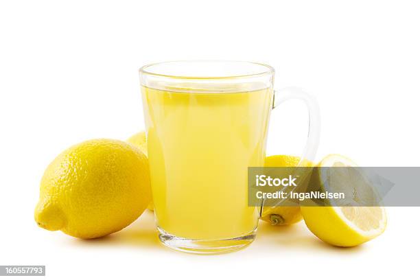 Hot Lemon Drink Stock Photo - Download Image Now - Drinking Glass, Lemonade, White Background