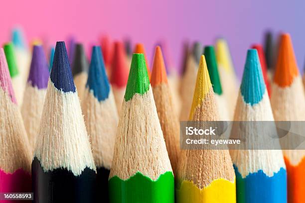 Multicolored Crayon Tips Stock Photo - Download Image Now - Art and Craft Equipment, Close-up, Color Image