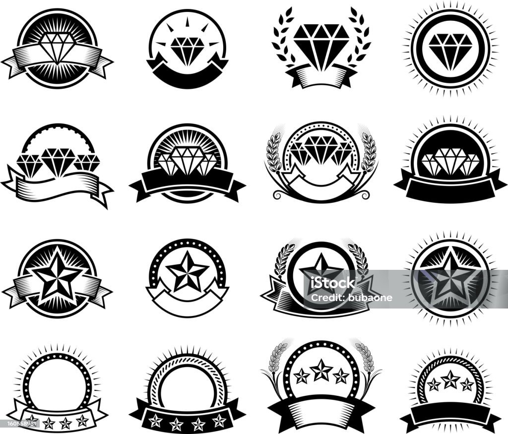 Diamante emblemas de serviços de alta qualidade, preto e branco do ícone conjunto - Royalty-free Diamante arte vetorial