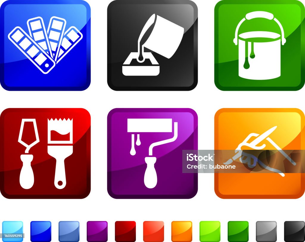 Bricolage peinture libres de droits, illustration icon set d'autocollants - clipart vectoriel de Pot de peinture libre de droits