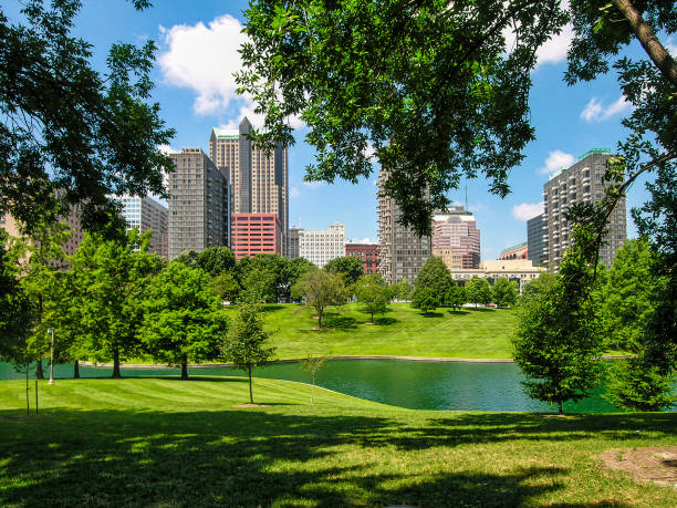istock Park with City Skyline in St. Louis 1605609730