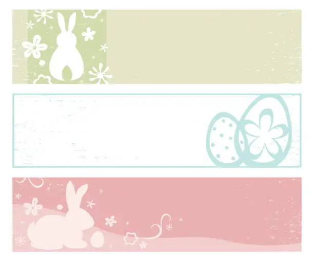 Vector illustration of Grunge Easter Banner Set