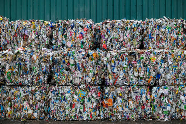 istock Large packages of plastic packaging ready to be recycled 1605634405