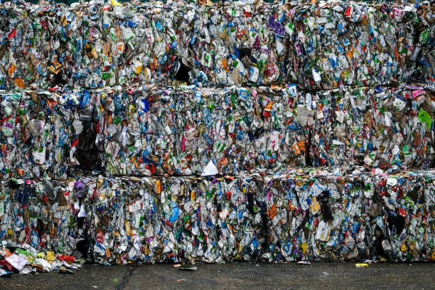 istock Large packages of plastic packaging ready to be recycled 1605634408