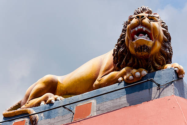 Plaster Lion on Sri Mariamman Temple Singapore