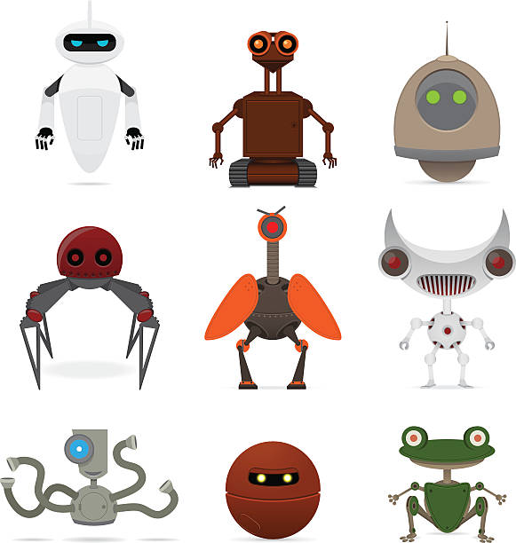 Set of different robots Set of different robots. Vector illustration. robot spider stock illustrations