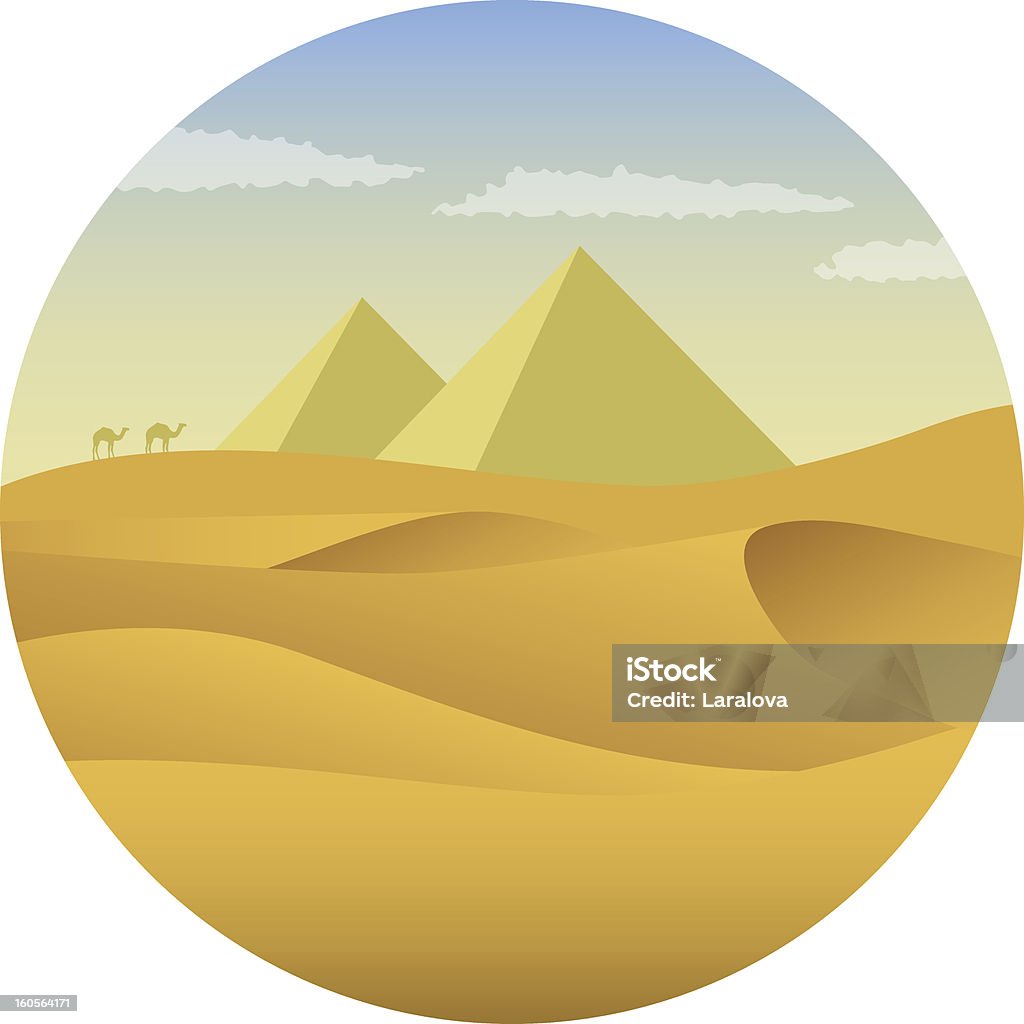 Pirámides en el desierto - arte vectorial de Arena libre de derechos