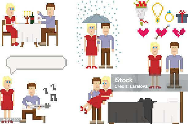 Pixel Arte Stile Amore - Immagini vettoriali stock e altre immagini di Pixel art - Pixel art, Donne, Personaggio