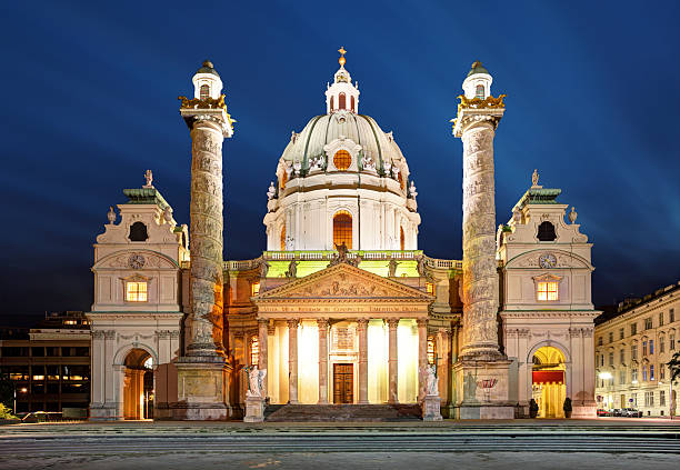 istock Karlskirche (St. Charles Cathedral) at dusk in Vienna, Austria 160564400