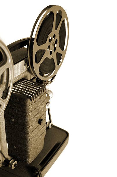 vintage película projector- sepia, 8 mm - 8mm film projector fotografías e imágenes de stock