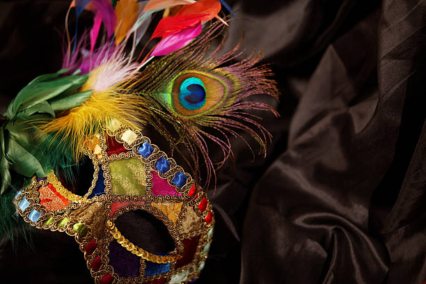 máscara de carnaval - mardi gras carnival peacock mask - fotografias e filmes do acervo