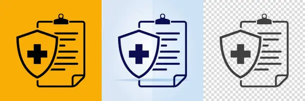 Vector illustration of Icon of health insurance, medical record, social security.