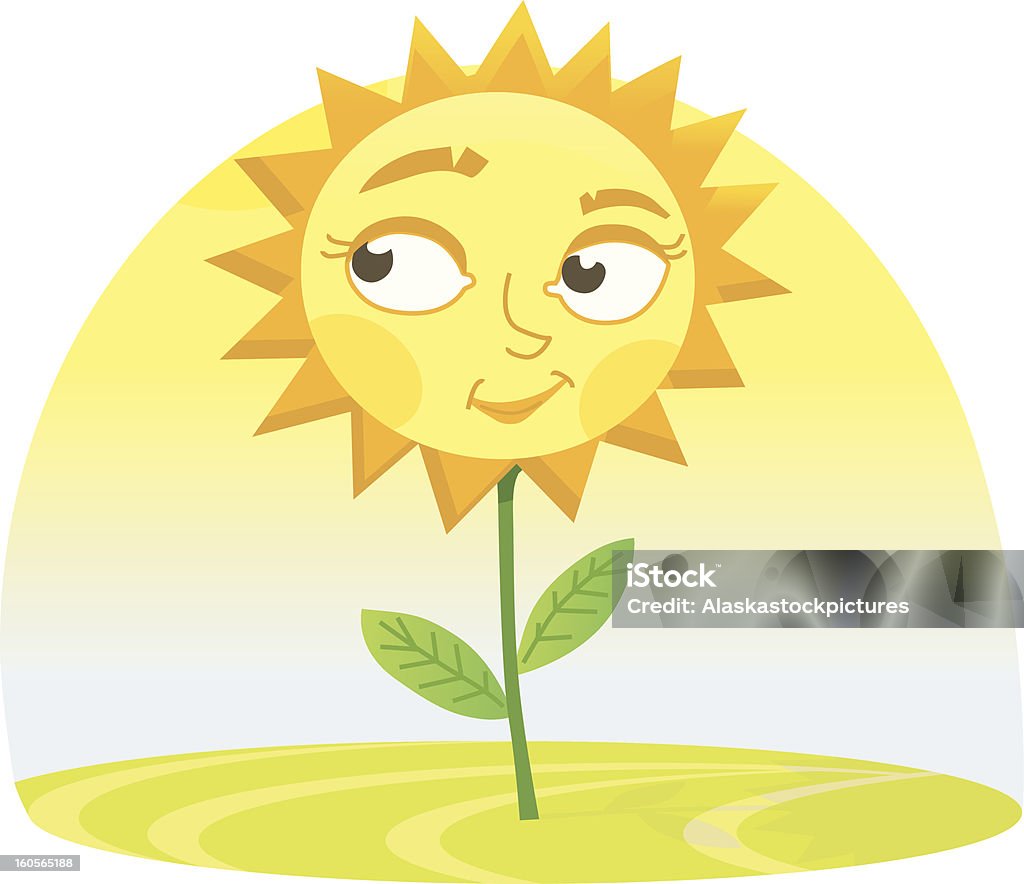 Sonriendo girasol - arte vectorial de Aire libre libre de derechos