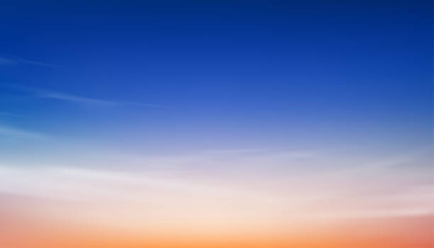 istock Sunset Sky Background,Sunrise with Yellow,Pink,Orange,Blue Sky,Nature Landscape Golden Hour with twilight dusk Sky in Evening after Sun Dawn,Vector Horizon Banner Sunset for Four Seasons concept 1605664656