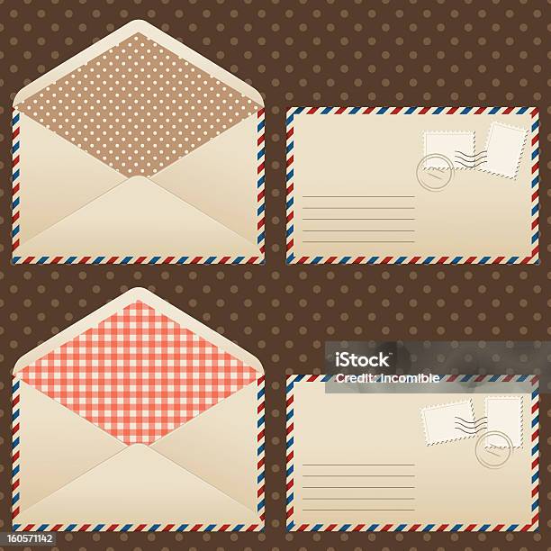 Coleção De Velho Estilo Vintage Envelopes - Arte vetorial de stock e mais imagens de Bege - Bege, Cartão de Saudações, Castanho