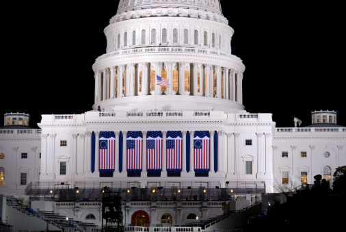 Special flags fly from the U.S. Capitol during the 2013 Inauguration week.