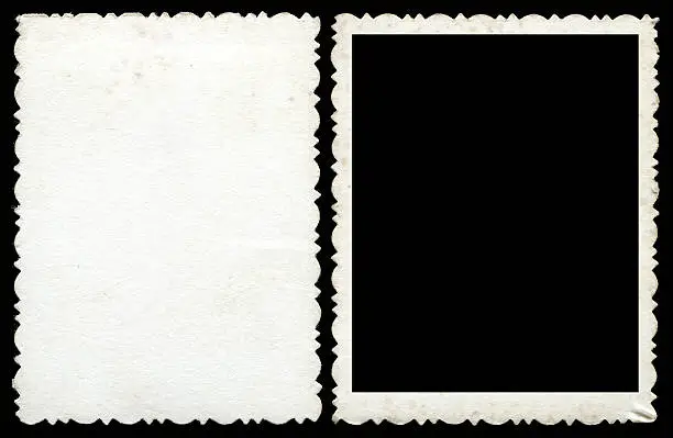 Blank photo frame & background isolated on black.