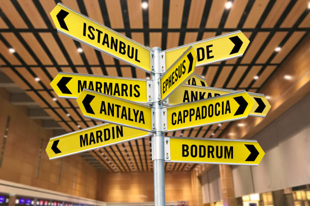 istock Turkish touristic cities signs 1605721792