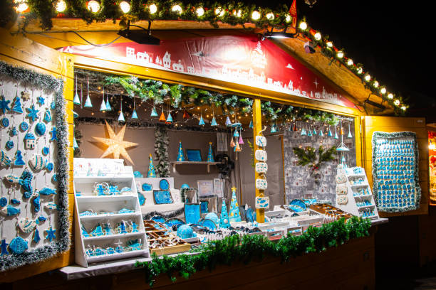 Vending stand at Sibiu Christmas Market. Sibiu, Romania