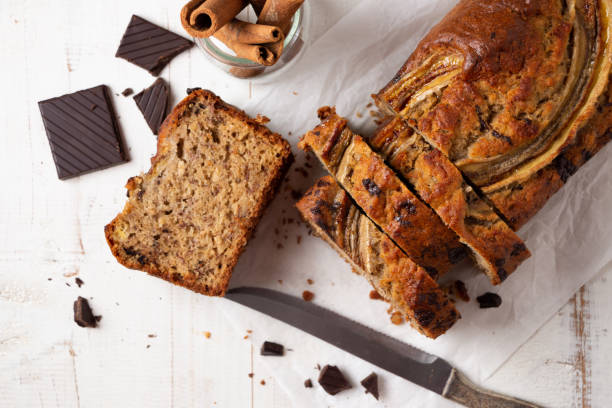istock Homemade banana bread with dark chocolate chunks and oats 1605740704