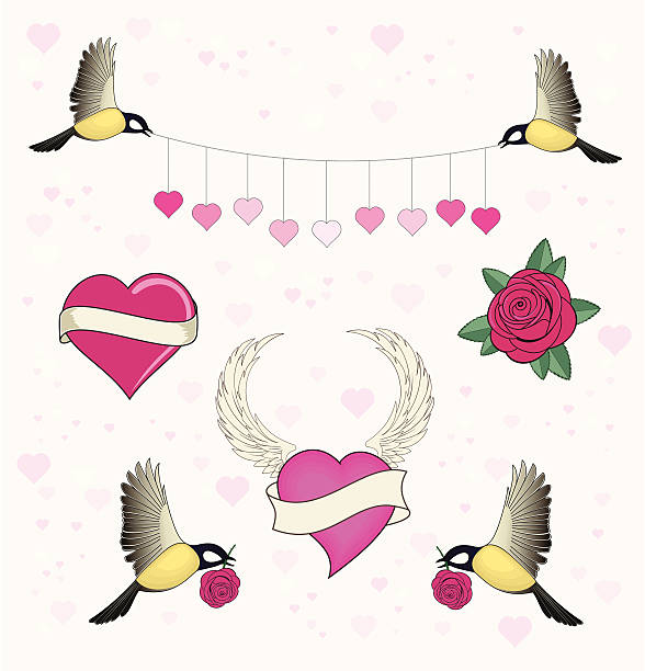 elements for valentine day vector art illustration