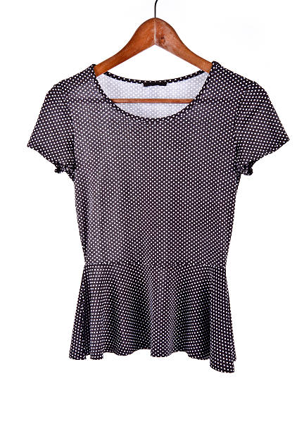 istock Women's Short Sleeve White Polka Dot Shirt 160575966