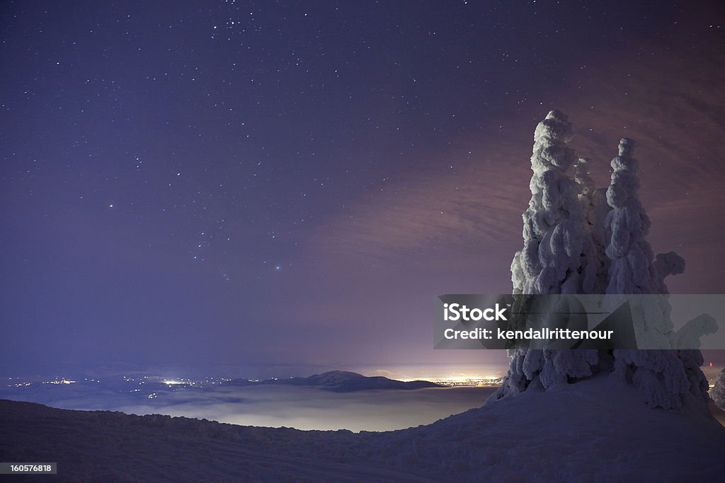 Winter Night on Mt Spokane Winter Night on Mt Spokane Overlooking Cities Mt Spokane Stock Photo