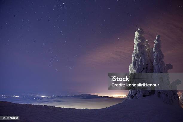 Winter Night On Mt Spokane Stock Photo - Download Image Now - Mt Spokane, Winter, Spokane