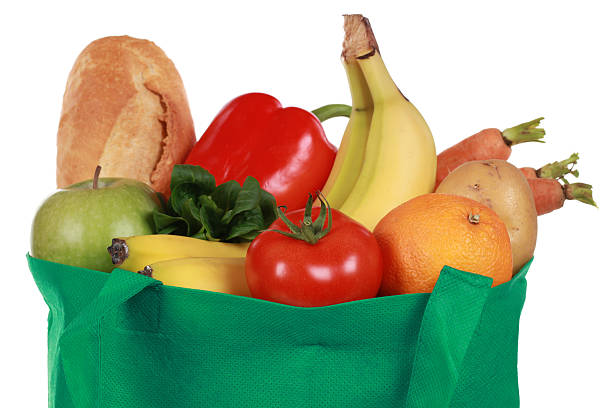 istock Reusable shopping bag filled with groceries 160576857