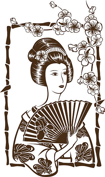 Traditional Japanese Geisha vector art illustration