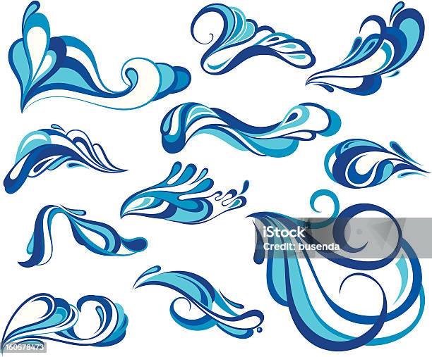 Conjunto De Salpicos De Água - Arte vetorial de stock e mais imagens de Abstrato - Abstrato, Azul, Bolha - Estrutura Física