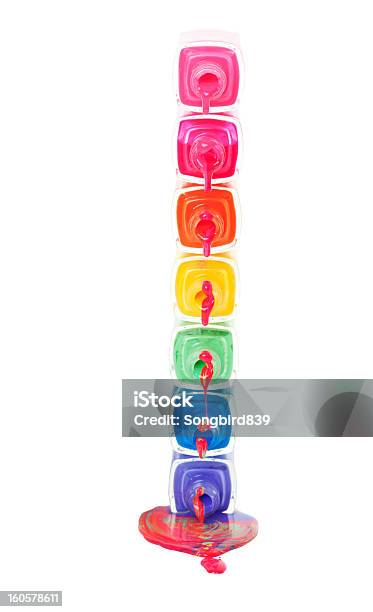 Stack Of Dripping Nail Polish Stock Photo - Download Image Now - Enamel, Spilling, Stack