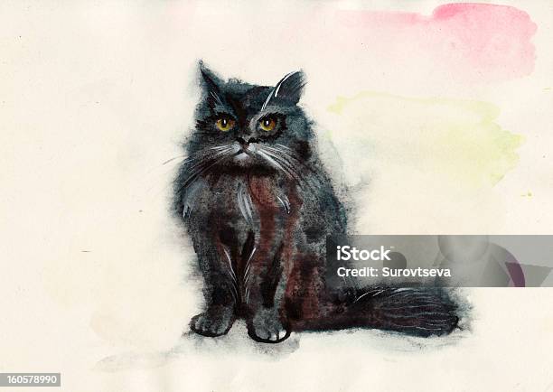 Watercolor Cat Stock Illustration - Download Image Now - Watercolor Painting, Animal, Art
