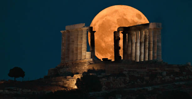 Greek temple and Full Moon
