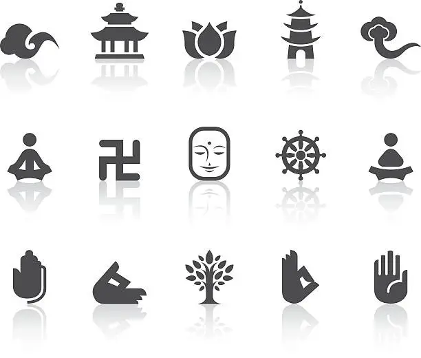 Vector illustration of Buddhism Icons | Simple Black Series