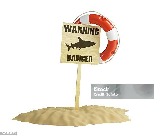 Segnale Di Pericolo Squali Sulla Spiaggia - Fotografie stock e altre immagini di Assistenza - Assistenza, Brillante, Composizione orizzontale