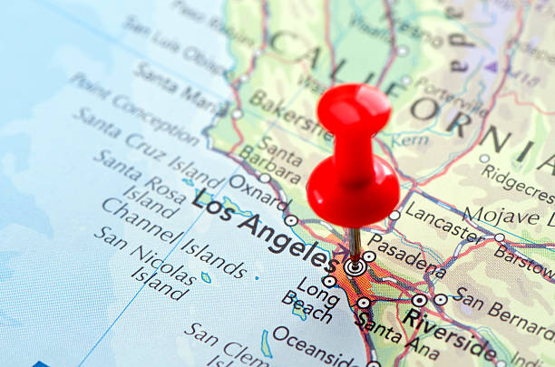 Red pin pointed on the Los Angeles map