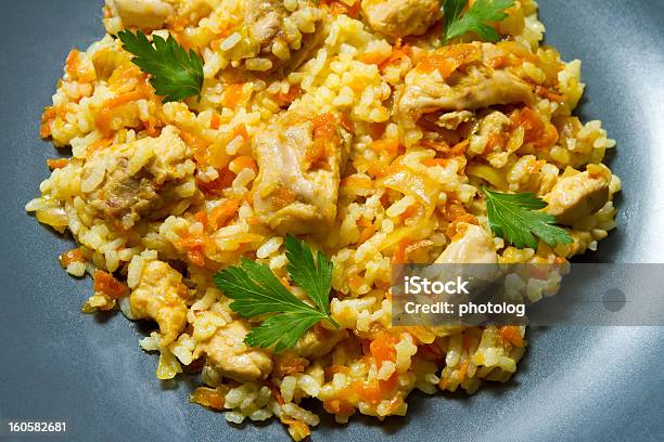 Chicken Risotto With Curry Stock Photo - Download Image Now - Arrangement, Basmati Rice, Chicken Meat