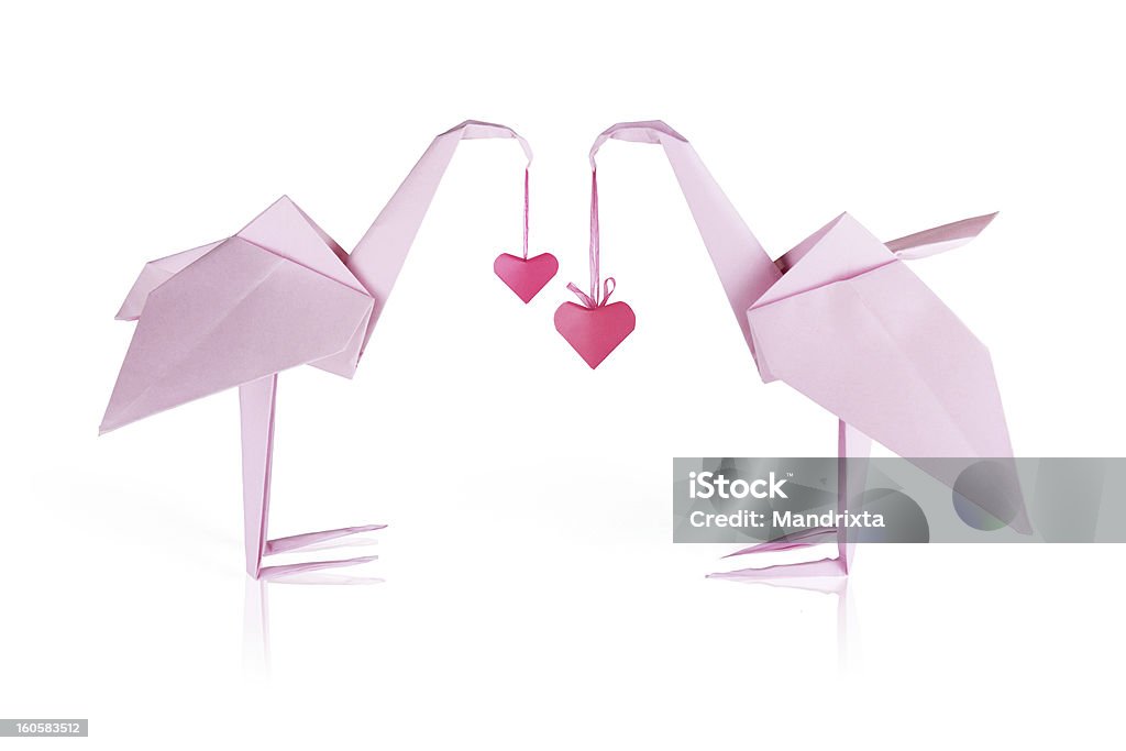 종이접기 핑크 종이 flamingo 커플입니다 - 로열티 프리 홍학 스톡 사진